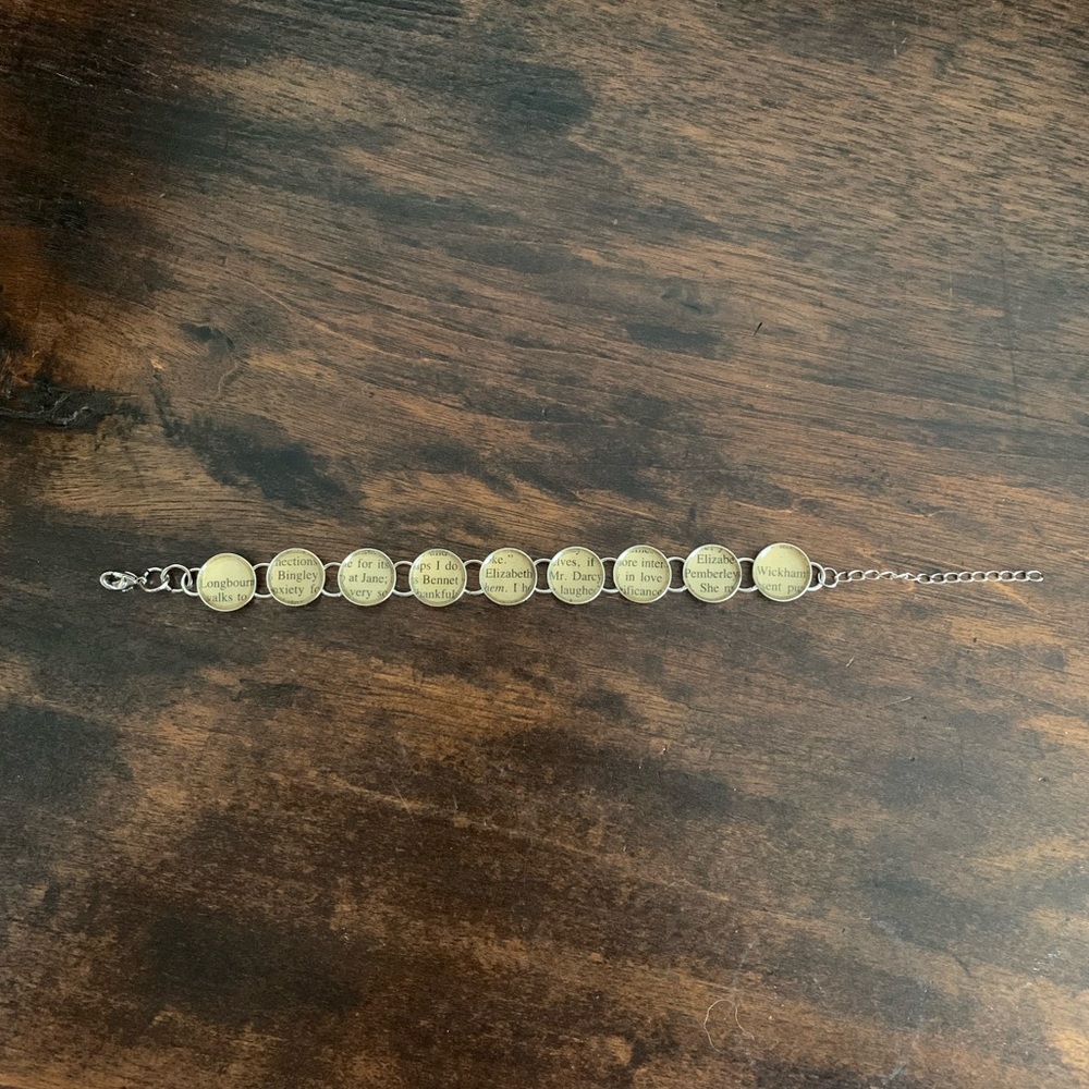 Pride and Prejudice bracelet, 7.25–9.5” long